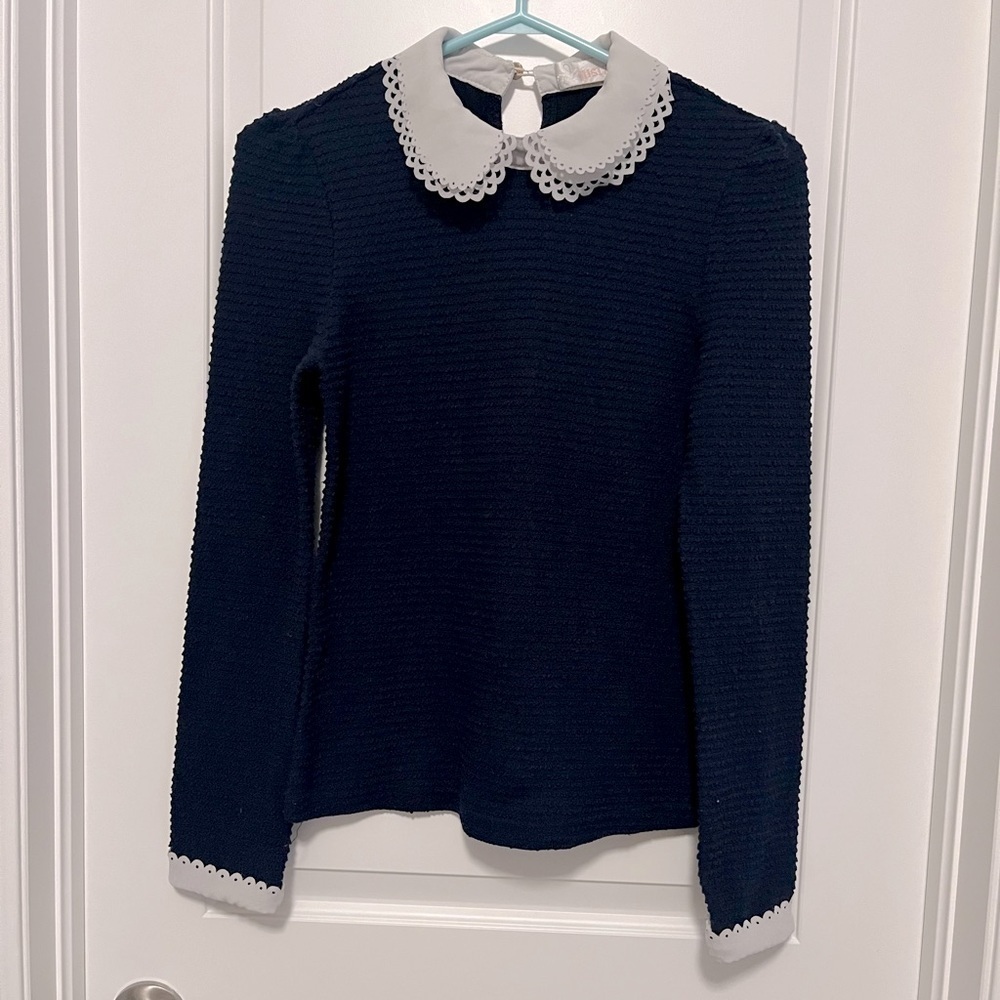 Scalloped Eyelet Collar Sweater